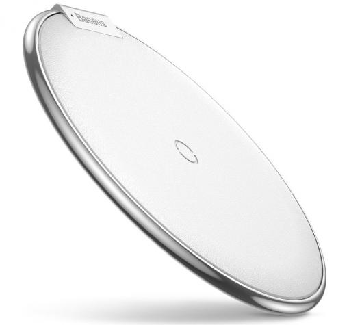 Оригинално универсално зарядно за безжично захранване BASEUS iX Leather 220V / Fast Wireless Charger Qi Standard - бяло