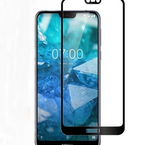 Удароустойчив протектор Full Cover / Nano Flexible Screen Protector с лепило по цялата повърхност за дисплей на Nokia 7.1 2018 - черен