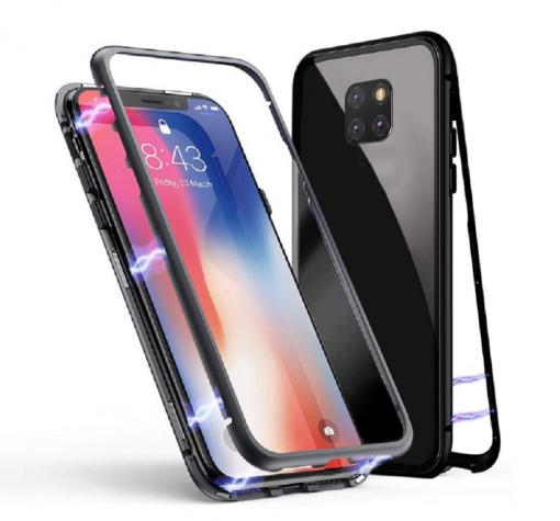 Магнитен калъф Bumper Case 360° FULL за Huawei Mate 20 Pro - прозрачен / черна рамка