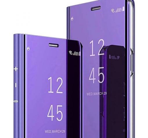 Луксозен калъф Clear View Cover с твърд гръб за Samsung S21 - лилав