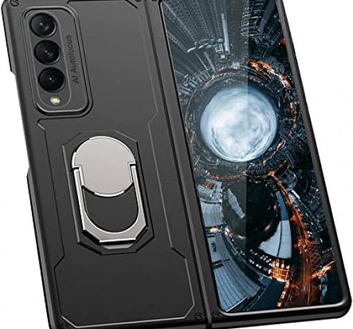 Удароустойчив гръб / кейс / със стойка за Samsung Z Fold3 5G – черен