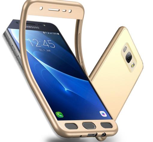 Луксозен силиконов калъф / гръб / TPU 360° за Samsung J7 2016 J710 - златист / лице и гръб