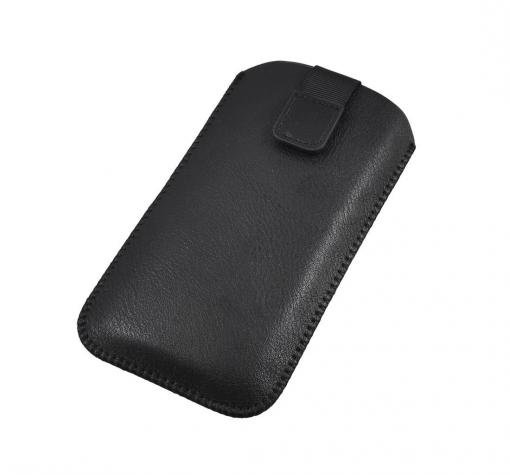Кожен калъф с издърпване за Samsung S I9000 I9001 - черен