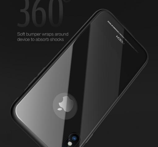 Луксозен стъклен твърд гръб Rock Brilliant Series за Apple iPhone X - черен