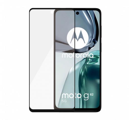 5D full cover Tempered glass Full Glue screen protector Motorola Moto G62 / Извит стъклен скрийн протектор с лепило от вътрешната страна за Motorola Moto G62 - черен