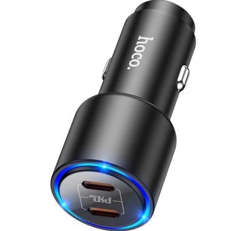 Зарядно за кола HOCO NZ3 / Dual USB Type-C / Quick Car Charger QC3.0 / PD40W - черно