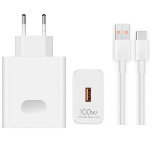 Оригинално зарядно комплект с кабел Super Fast Charging 100W за Honor Magic 7 Pro / Type-C - бяло