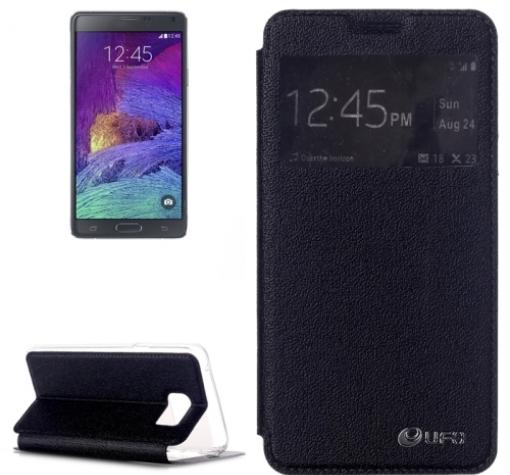 Луксозен кожен калъф Flip тефтер S-View UFO със стойка за Samsung Note 5 N920 - черен