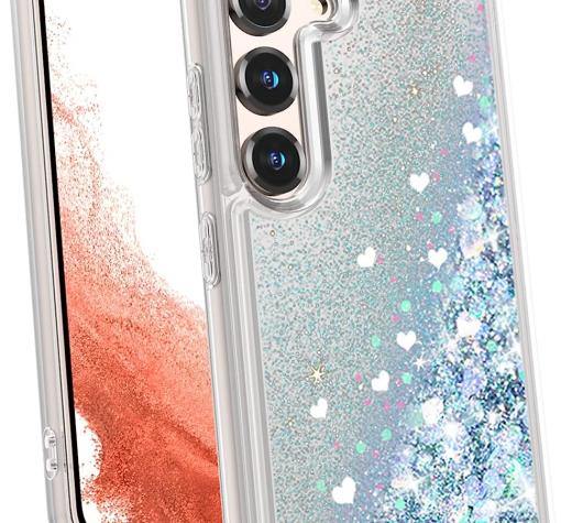 Луксозен твърд гръб / кейс / 3D Water Case за Samsung A54 5G - прозрачен кейс с течен брокат / сребрист