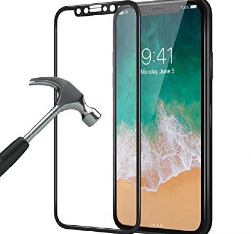 3D full cover Tempered Glass Screen Protector Apple iPhone X / Извит стъклен скрийн протектор за Apple iPhone X - черен