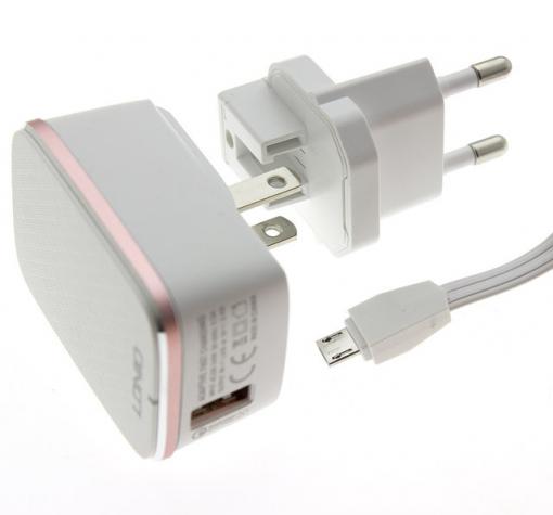 Оригинално зарядно устройство / LDNIO A1204Q Auto-ID 2.4A - 220V Adaptive Fast Charging Qualcomm QC 2.0 With Mirco USB Cable за Samsung, LG, HTC, Sony, Nokia, Huawei, ZTE, BlackBerry, Asus Zenfone и др. - бяло