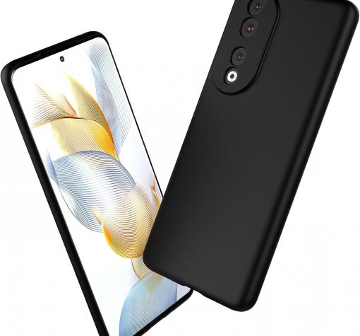 Силиконов калъф / гръб / кейс TPU Silicone Soft Cover case за Honor 90 - черен със защита за камерата