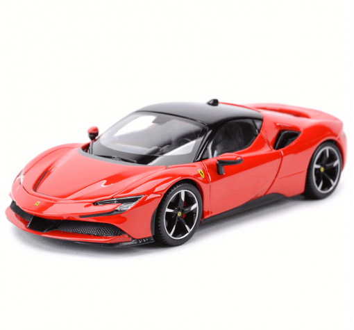 Метална кола с отварящи се врати капаци светлини и звуци Ferrari SF90 1:32