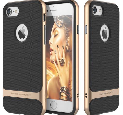 Луксозен калъф Rock Royce Series за Apple iPhone 7 - черен със златен кант