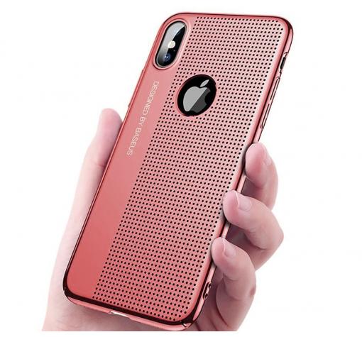 Оригинален твърд гръб Baseus Bright Case за Apple iPhone X - Rose Gold / Grid