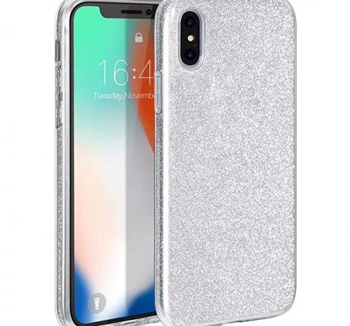 Силиконов калъф / гръб / TPU за Samsung A70 - сребрист / брокат