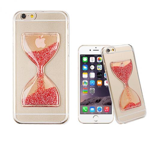 Твърд гръб / капак / за Apple iPhone 6 4,7"- прозрачен / пясъчен часовник червен