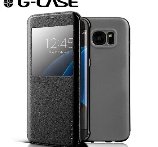 Луксозен калъф Flip тефтер S-View G-CASE Classic Series за Samsung S7 Edge G935 - черен