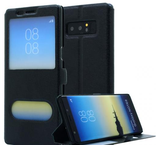 Кожен калъф Flip тефтер S-view със стойка за Samsung Note 8 N950 - черен