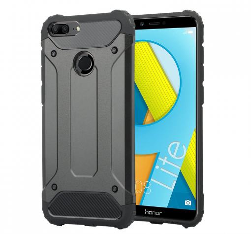 Силиконов гръб TPU Spigen Hybrid с твърда част за Huawei Honor 9 Lite - тъмно сив