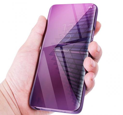 Луксозен калъф Clear View Cover с твърд гръб за Samsung A21s - лилав
