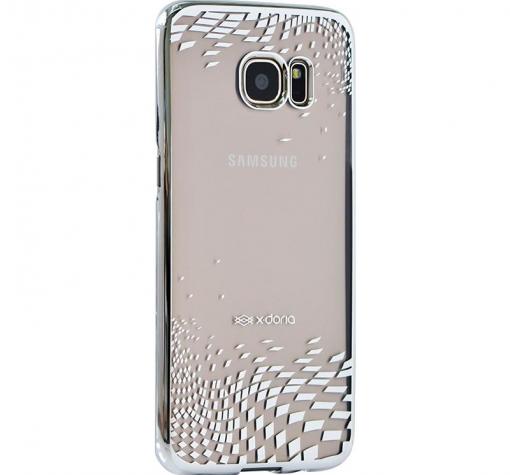 Луксозен твърд гръб X-doria за Samsung S7 Edge G935 - плаващи ромбове / сребрист кант