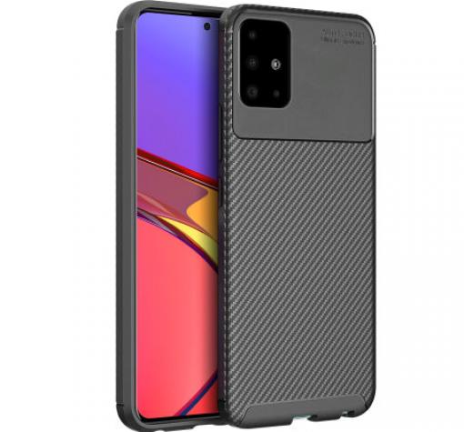 Луксозен силиконов калъф / гръб / TPU Auto Focus за Samsung A51 - черен / Carbon