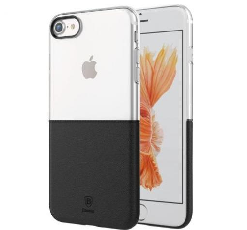 Оригинален гръб Baseus HALF TO HALF за Apple iPhone 7 Plus - прозрачен с черно