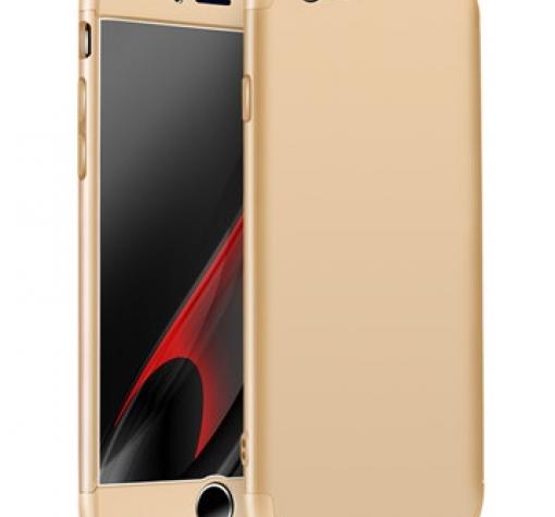 Луксозен твърд гръб GKK 3in1 360° Full Cover за Apple iPhone 7 / iPhone 8 - златист / лице и гръб