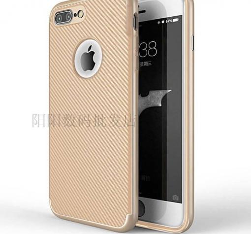 Луксозен силиконов калъф / гръб / TPU за Apple iPhone 8 Plus - златист / carbon