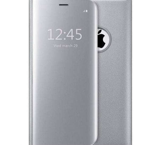 Луксозен калъф Clear View Cover с твърд гръб за Apple iPhone 8 Plus - сребрист