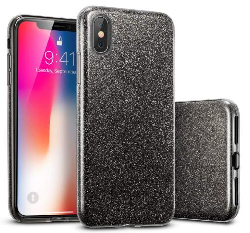 Силиконов калъф / гръб / TPU за Samsung A50 / A50S / A30S - черен / брокат