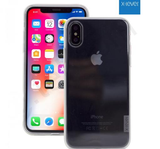 Луксозен силиконов калъф / гръб / ТПУ X-level за iPhone X / iPhone XS - прозрачен