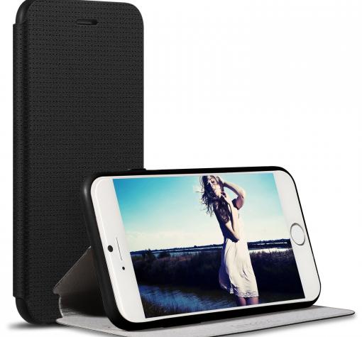 Луксозен кожен калъф Flip тефтер Sevenday's Breathing със стойка за Apple iPhone 7 Plus / iPhone 8 Plus - черен
