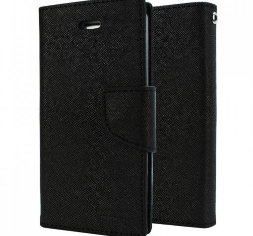 Кожен калъф Flip тефтер Mercury GOOSPERY Fancy Diary със стойка за Huawei P Smart 2021 - черен