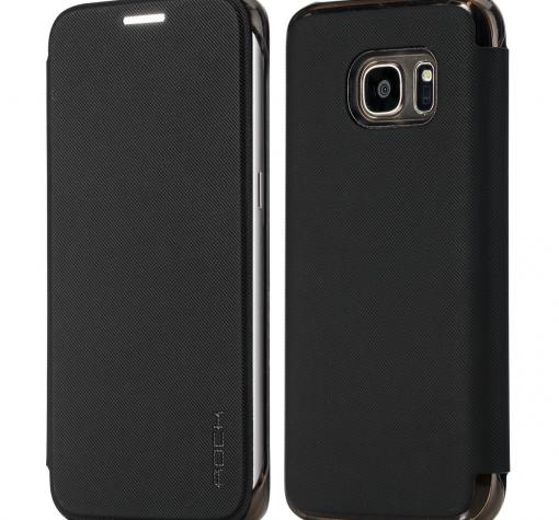 Луксозен кожен калъф тефтер ROCK Veena Series за Samsung S7 G930 - черен