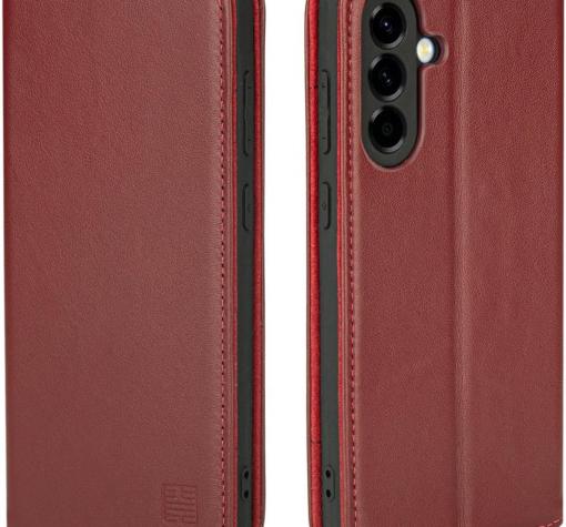 Кожен калъф Flip тефтер Magnetic Book със стойка за Samsung A27 - бордо