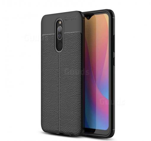 Луксозен силиконов калъф / гръб / TPU за Xiaomi Redmi 8 - черен / имитиращ кожа