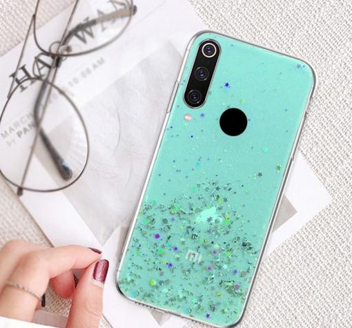 Силиконов калъф / гръб / TPU за Samsung A20s - брокат / мента