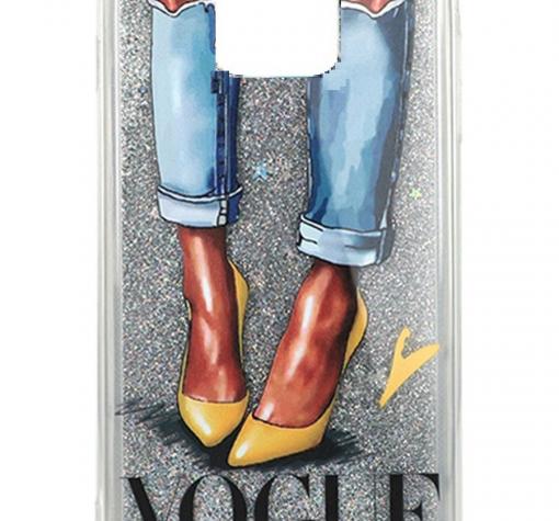 Луксозен твърд гръб 3D Water Case за Xiaomi Redmi Note 9s / Note 9 Pro - течен гръб със сребрист брокат / VOGUE