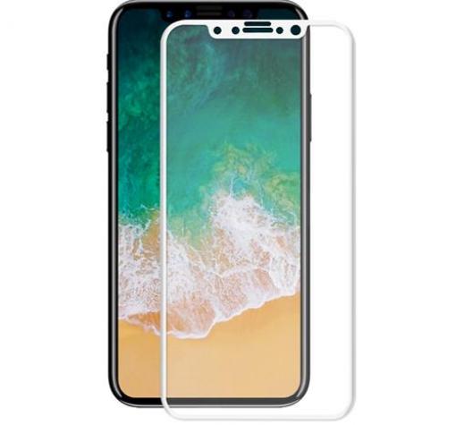 Оригинален извит стъклен скрийн протектор / 4D EQUIPTORS Screen Protector за Apple iPhone X - бял