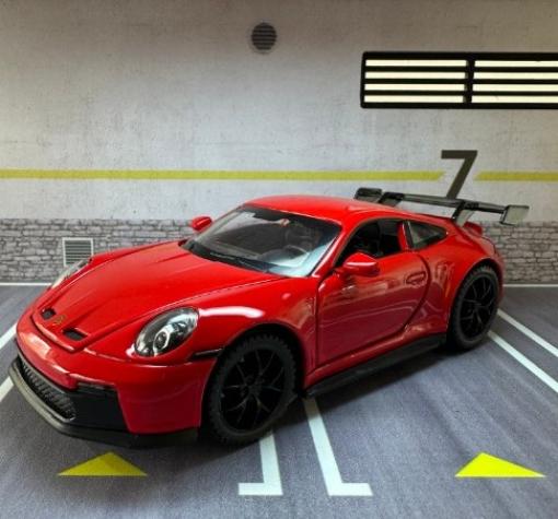 Метална кола Porsche 911 GT3 с отварящи се врати капаци светлини и звуци 1:32