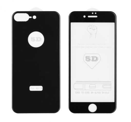 5D full cover Tempered glass screen protector Apple iPhone 7 Plus / iPhone 8 Plus / Извит стъклен скрийн протектор за Apple iPhone 7 Plus / iPhone 8 Plus - лице и гръб / черен