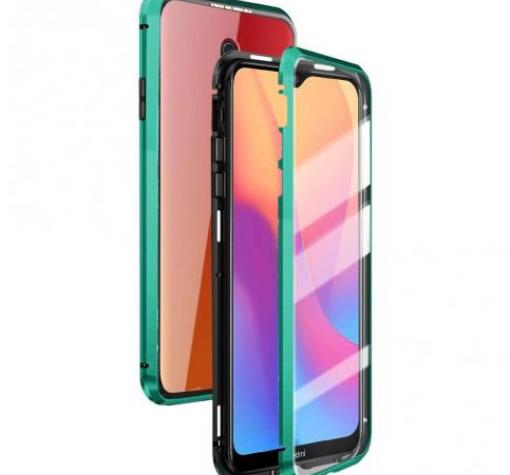 Магнитен калъф Bumper Case 360° FULL за Xiaomi Redmi Note 8T - прозрачен / зелена рамка