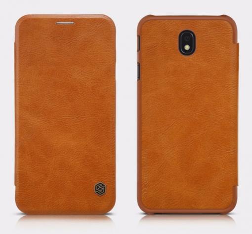 Луксозен кожен калъф Flip тефтер Nillkin QIN Series за Samsung J3 2017 J330 - кафяв