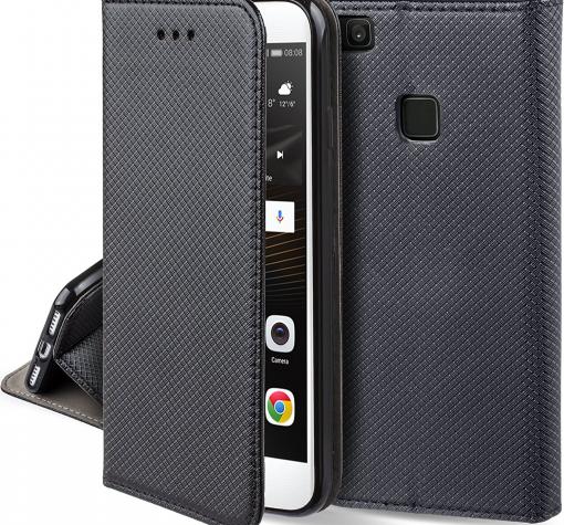 Кожен калъф Flip тефтер със стойка за Huawei P9 Lite Mini / Y6 Pro 2017 - черен / ромбове / Flexi
