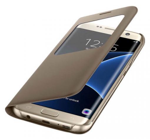 Оригинален калъф S View Cover EF-C930PB за Samsung S7 G930 - златист