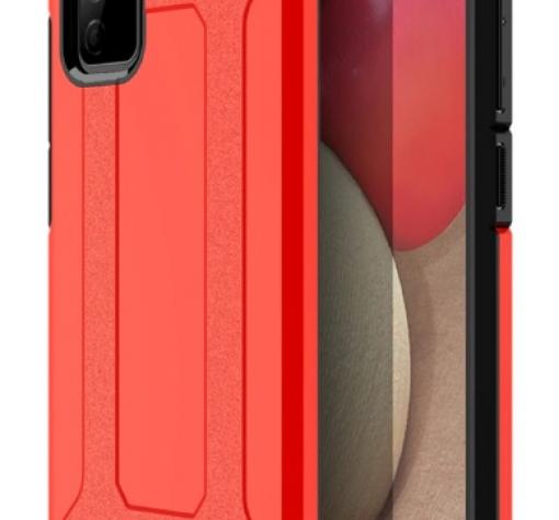 Силиконов гръб TPU Spigen Hybrid с твърда част за Samsung A02s - червен