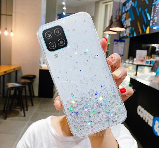 Силиконов калъф / кейс / TPU Brillant Clear Case за Samsung A22 4G - прозрачен / сребрист брокат