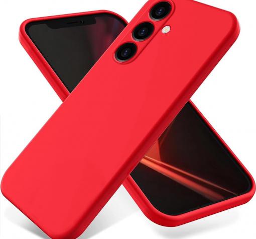 Силиконов калъф / кейс / за Samsung A25 5G - червен гръб със защита за камерата